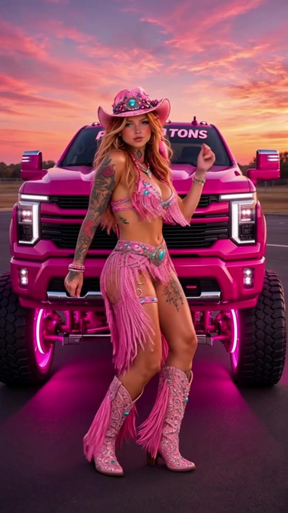 Kaylee Vance walking toward camera, Pink Pistons video